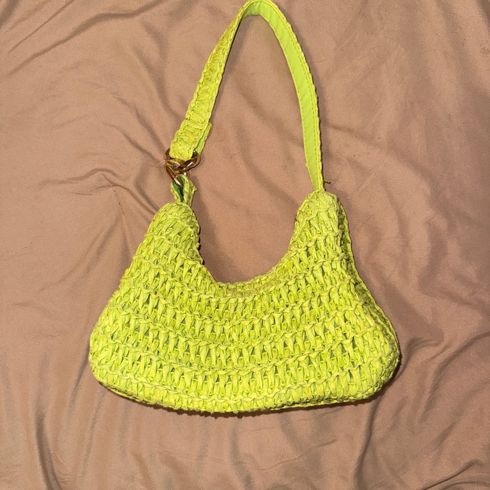 H&M Lime Green Woven Shoulder Bag